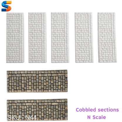 N Scale Cobbled paving sections mould for Model Railway scenery - N44