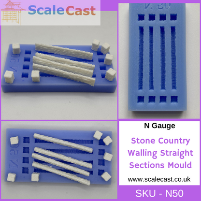 N Gauge British Country Walling Straight Sections  - N50