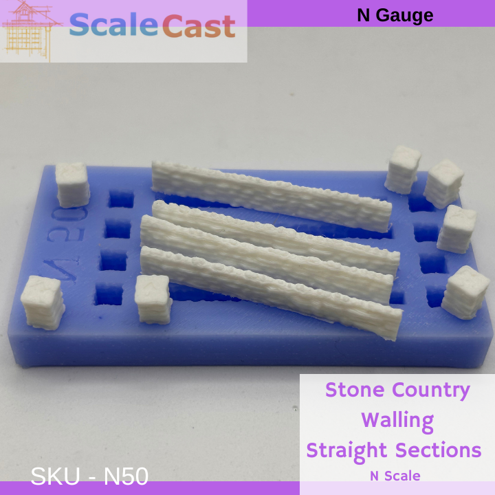 N Gauge British Country Walling Straight Sections  - N50