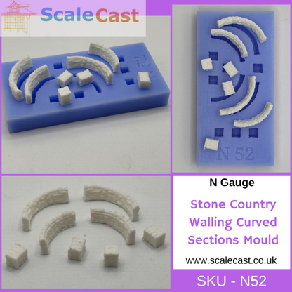 N Gauge British Country Walling Curved Sections  - N52