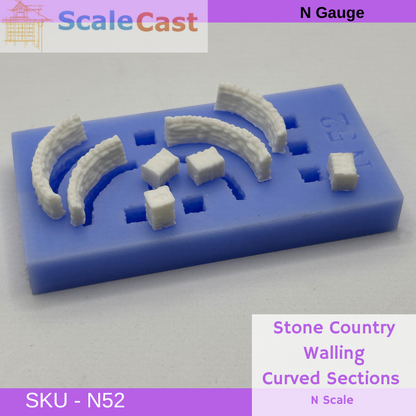 N Gauge British Country Walling Curved Sections  - N52