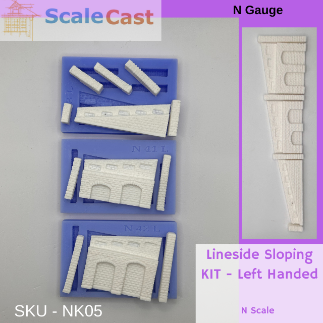 Lineside Sloping Kit LEFT - 3 mould Kit for N Scale NK05