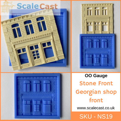 NS19 Stone Building - Stone Georgian Shop Front - OO Gauge