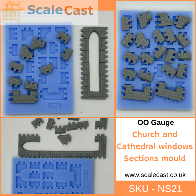 NS21 Church and Cathedral windows Sections mould - OO Gauge