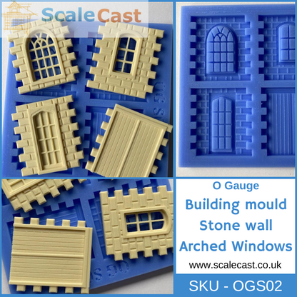 OGS02 Arched Windows and Door sections O Gauge - Model Railway Scenery