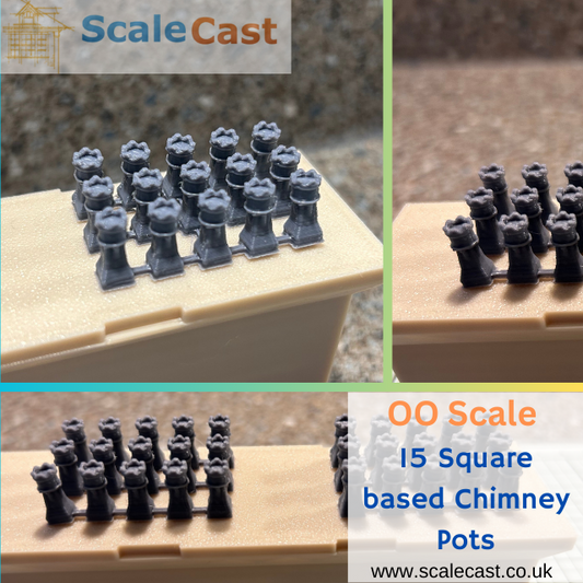 Set of Square base chimney pots - PT001 - OO Scale