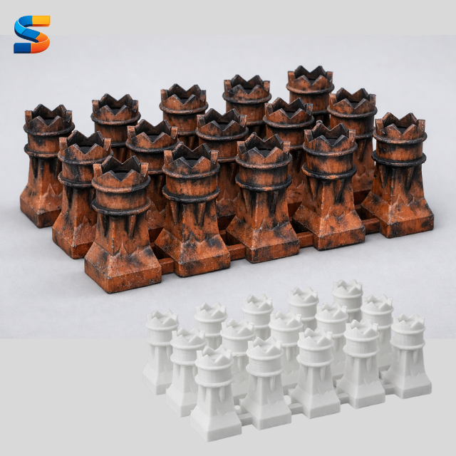 Set of Square base chimney pots - PT001 - OO Scale