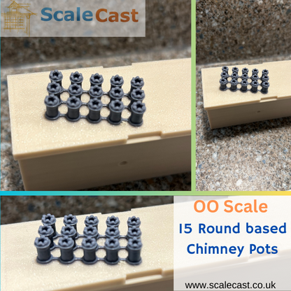 Set of Round base chimney pots - PT002 - OO Scale