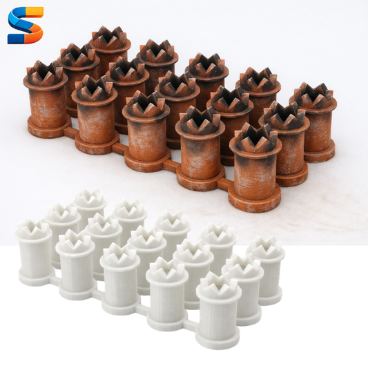 Set of Round base chimney pots - PT002 - OO Scale