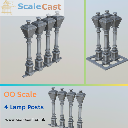 Set of four Lamp Posts for OO Scale model Railways - PT010