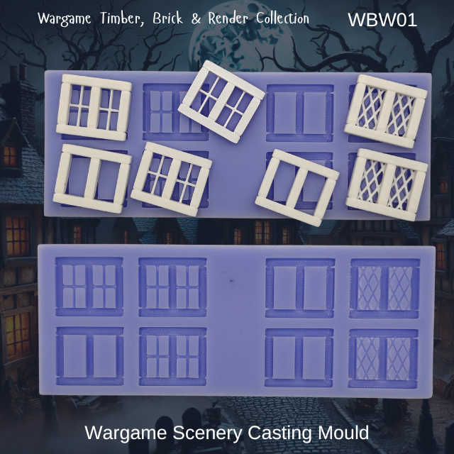 Wargame Building Mould, Window Inserts - WBW01