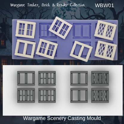 Wargame Building Mould, Window Inserts - WBW01