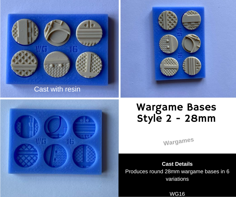 WG16 Wargame 28mm Bases mould Style 2 - Wargame scenery