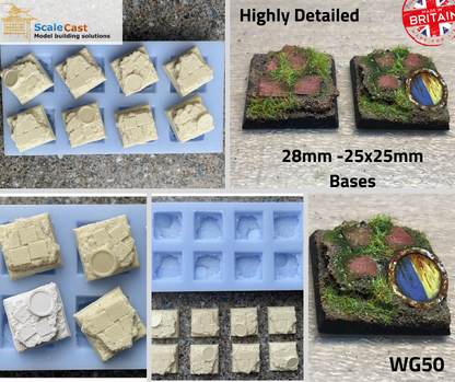 Wargaming 28mm Bases casting mould WG50 - Style 1