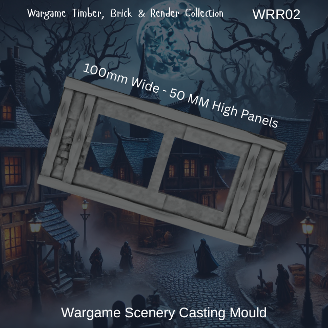 Wargame Building Mould, Render & Brick double window Sections - WRR02