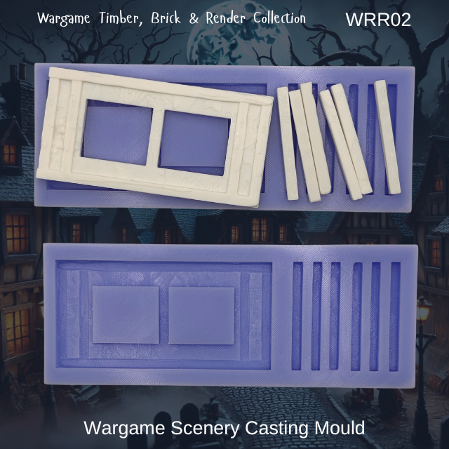 Wargame Building Mould, Render & Brick double window Sections - WRR02