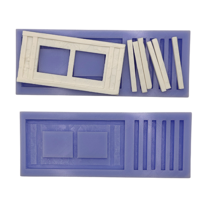 Wargame Building Mould, Render & Brick double window Sections - WRR02