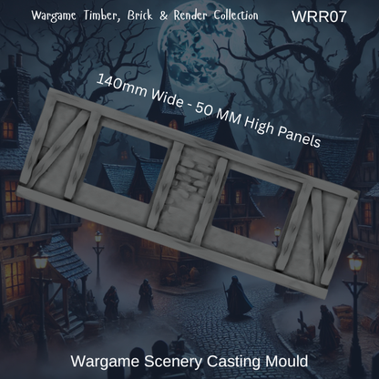 Wargame Building Mould, Render & Brick 140mm Sections - WRR07