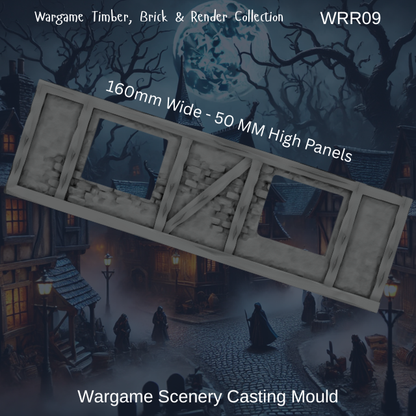 Wargame Building Mould, Render & Brick 160mm Section - WRR09