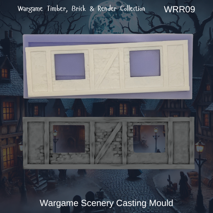 Wargame Building Mould, Render & Brick 160mm Section - WRR09