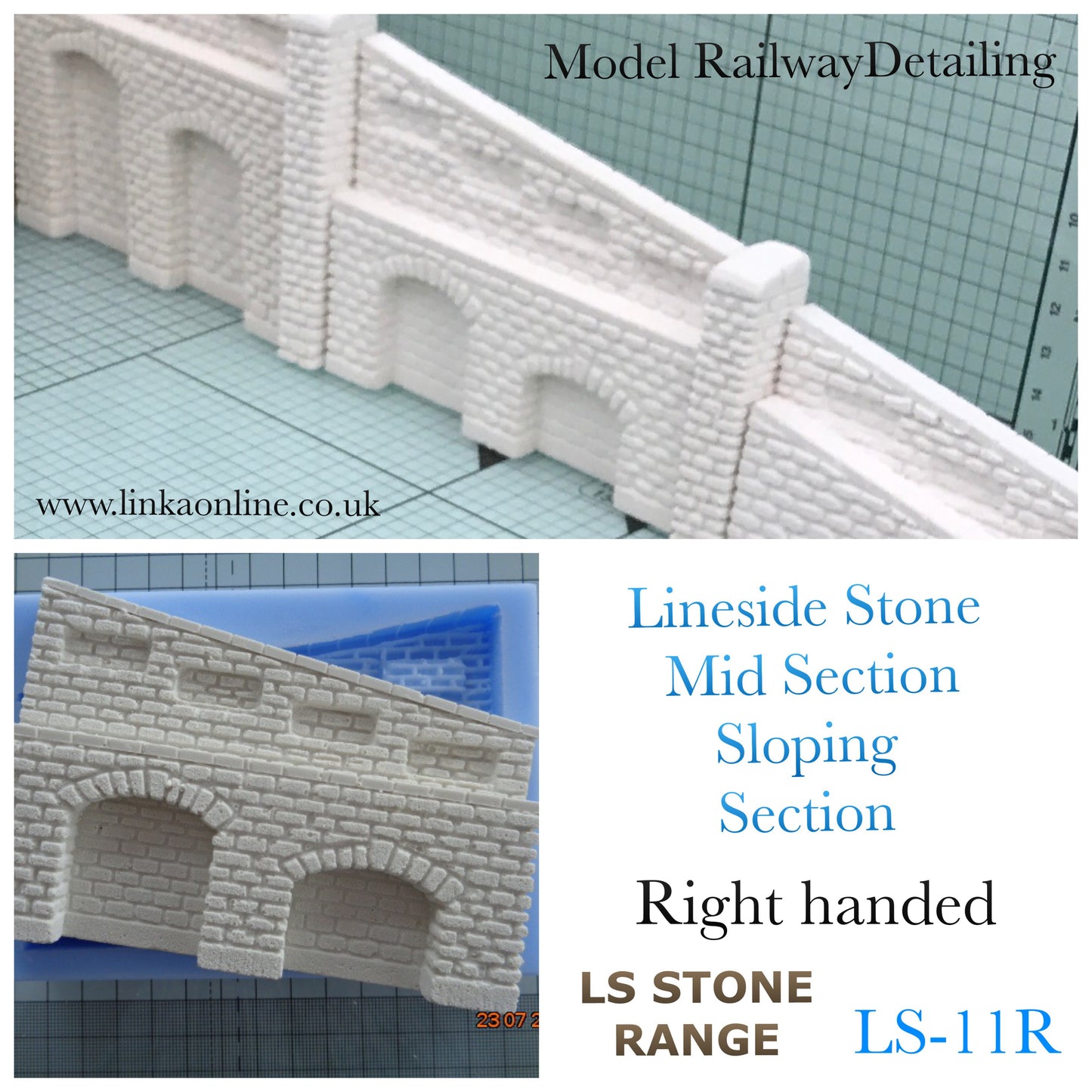 LS11R Top Right Handed Sloping Section Mould - For Model Railway Scenery