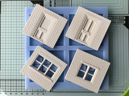 OGB03 Brick Building Doors & Windows - O Gauge - For Model Railway Scenery