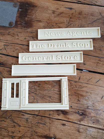 O Gauge Shop Fronts LH with Signs R016 - Model Railway Scenery