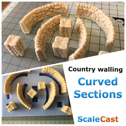 DT39 Country Walling Curved Sections - Model Railway Scenery OO Scale