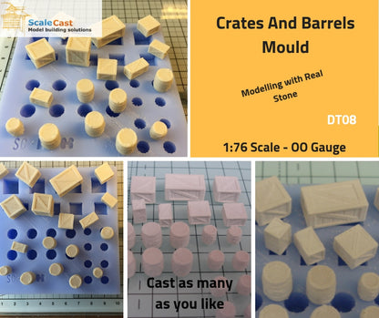 DT08 Barrels and Boxes Mould - Model Railway Scenery