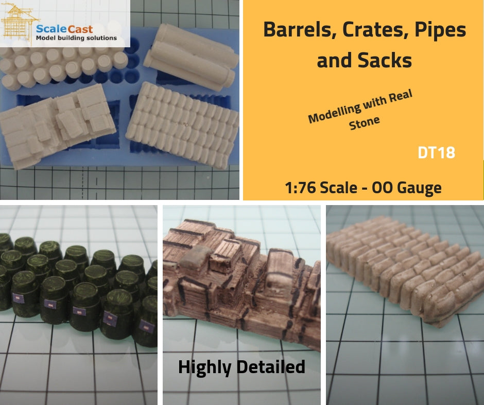 DT18 Detailing Pipes and Crates - For Model Railway Scenery