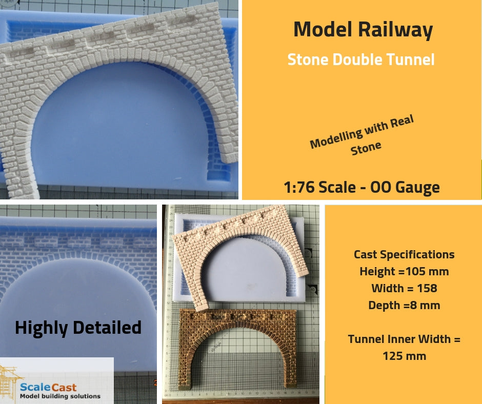 LS14 Lineside Stone Double Tunnel Mould - For Model Railway Scenery