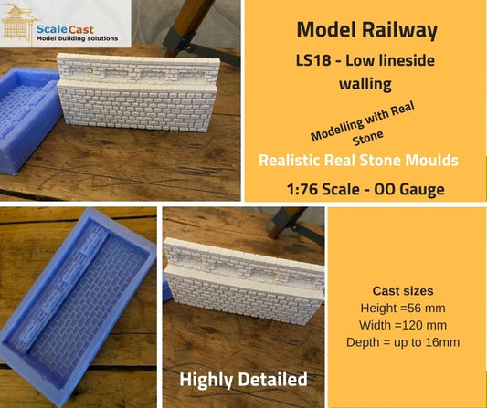 LS18 Lineside Low walling Mould - For Model Railways