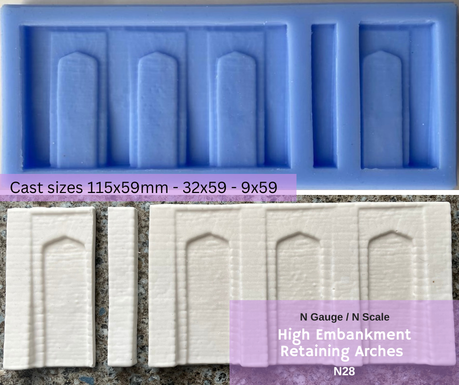 N28 N-Gauge High Embankment Retaining Arches 3+1 plus abutment - New2023