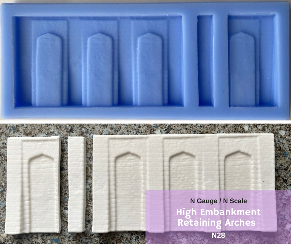 N28 N-Gauge High Embankment Retaining Arches 3+1 plus abutment - New2023