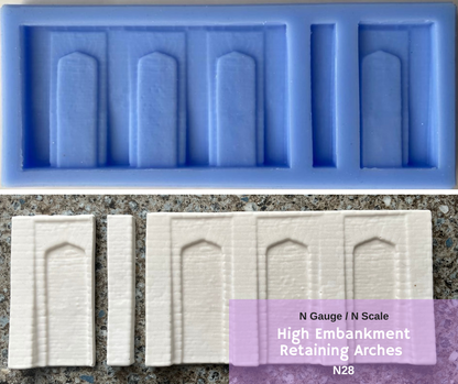 N28 N-Gauge High Embankment Retaining Arches 3+1 plus abutment - New2023