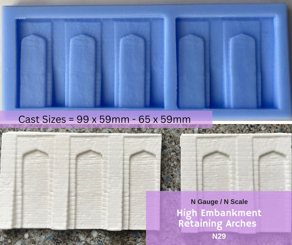 N29 N-Gauge Embankment Retaining arches 3+2 extender - New2023