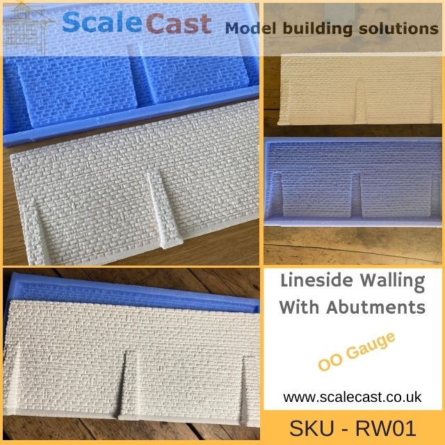 RW01 Model Railway lineside walling with 3 Abutments