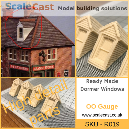 Model building 4 x Casted DORMERS- R019 - Model Railway Scenery