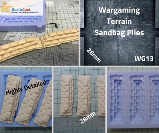 WG13 Sandbag Curved Pile Sections - Wargame Scenery