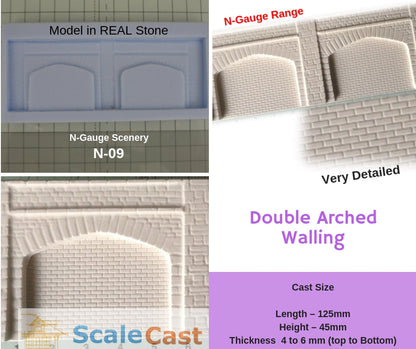 N09 N-Gauge Twin Arches retailing Walling - Cast as many as you want