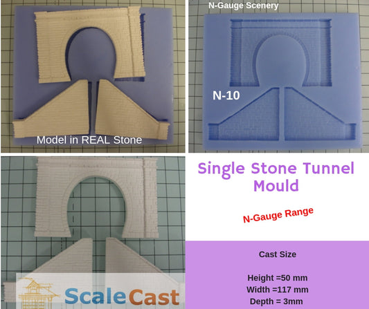 N10 N Gauge Single Tunnel Mould - For Model Railway Scenery