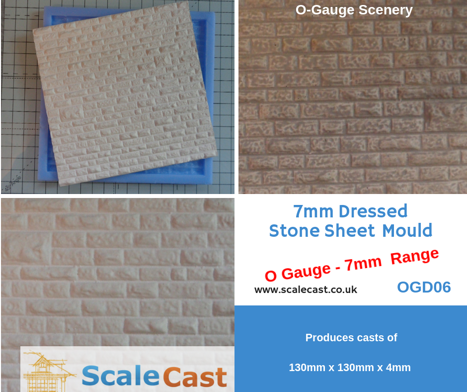 OGD06 Dressed Rough Stone Sheet Mould - O Gauge - Model railway scenery