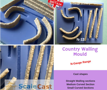 N12 N Gauge Country Walling Mould - Model Railway Scenery