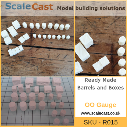 OO Gauge Barrels and Crates R015 - Model Railway Scenery