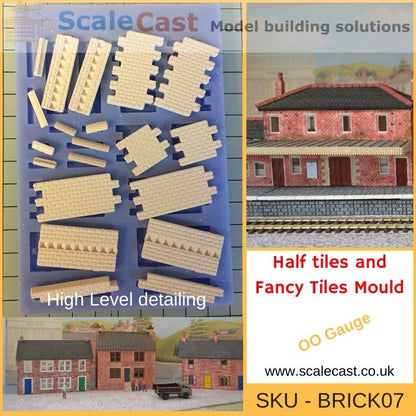 Model Railway Brick Half & Fancy Tiles - BRICK07