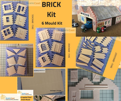 BRICK 6 Mould Model Railway scenery building Kit