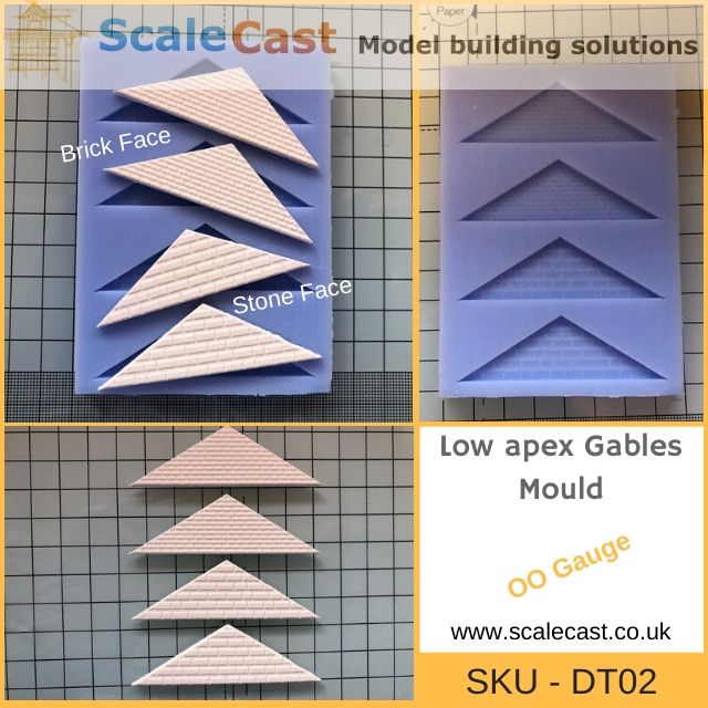 DT02 Low Apex Building Gables - OO Scale - Model Railway Scenery