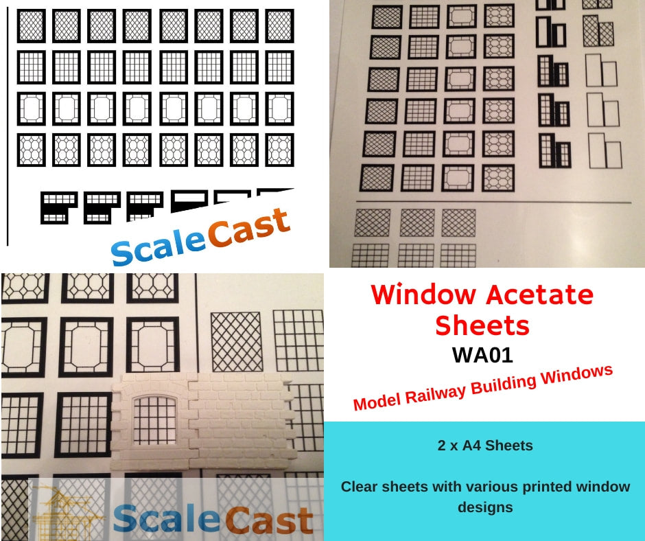 WA01 Clear plastic windows Standard - Model Railway Scenery