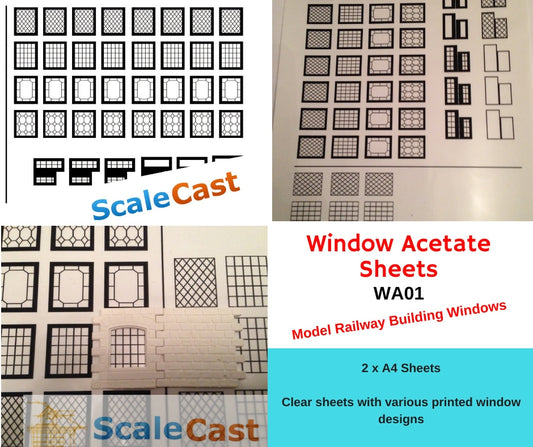 WA01 Clear plastic windows Standard - Model Railway Scenery