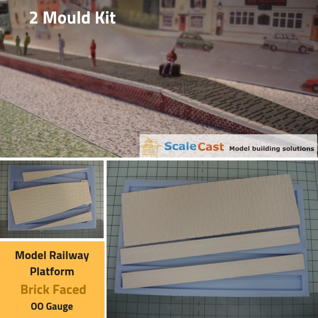 Model Railway Full Platform Kit PL01 - Brick Wall Finish 2 mould kit